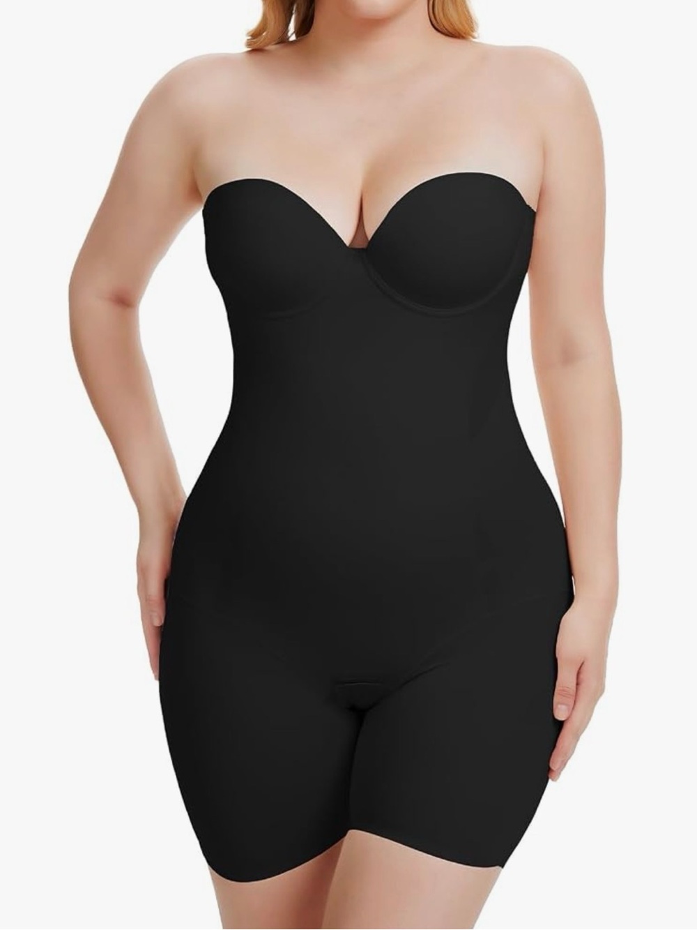 Decorus Strapless Black Shapewear Bodysuit Tummy Control M NWT